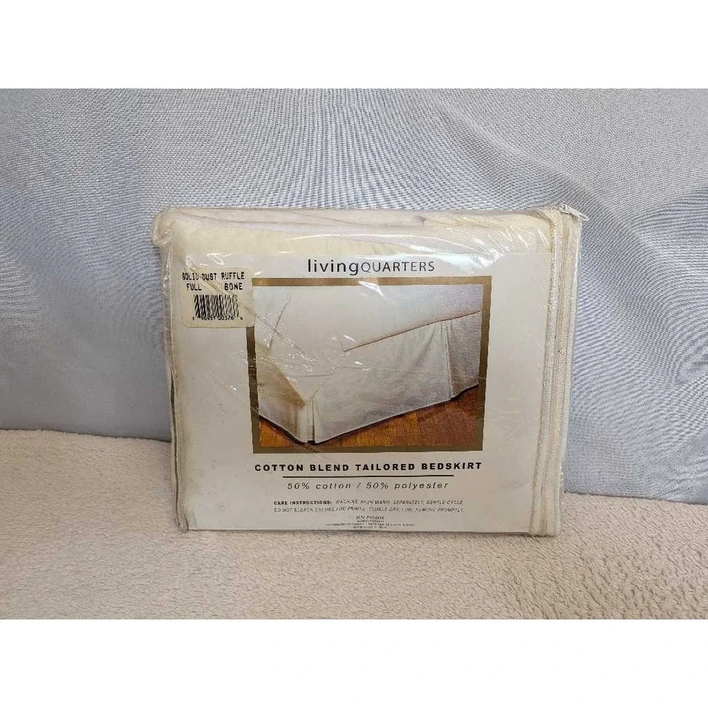 Living Quarters Full Tailored Bedskirt Cotton Blend Bone Solid Dust Ruffle